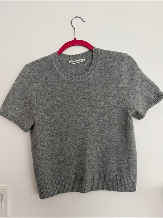 Abercrombie & Fitch Sweaters - Abercrombie & Fitch Heather Gray Short-Sleeve Crewneck Sweater